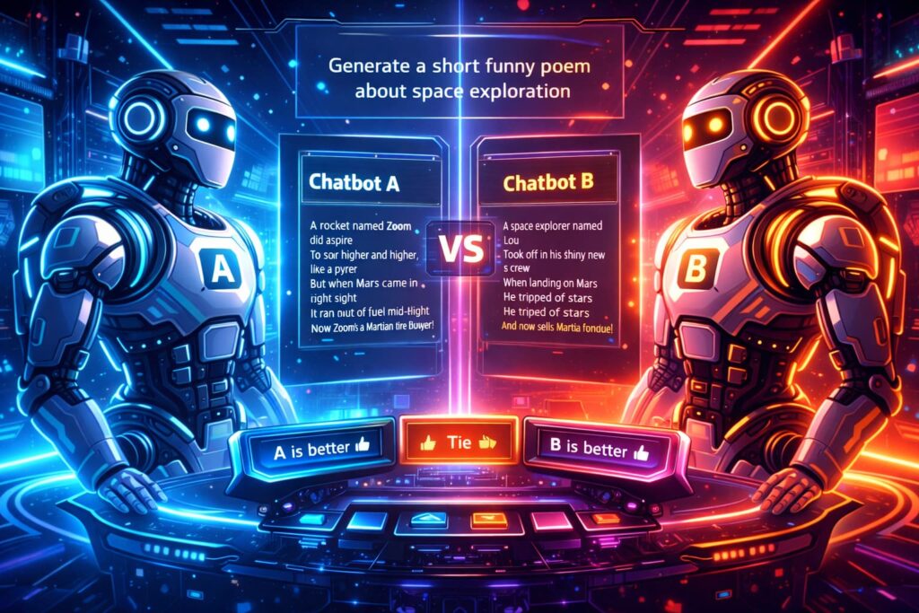 Comparación de dos chatbots de inteligencia artificial en una interfaz tipo arena con sistema de votación